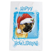 幸せなHowlidays Bullmastiff ミディアムペーパーバッグ (裏面)