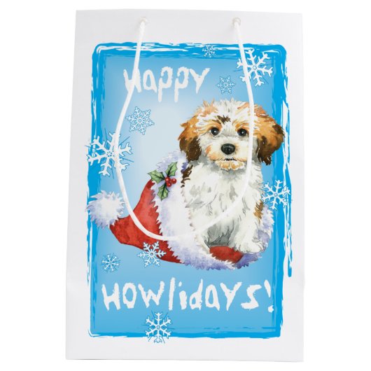 幸せなHowlidays Havanese ミディアムペーパーバッグ (裏面)