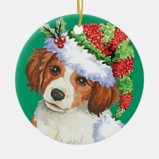 幸せなHowlidays Kooikerhondje セラミックオーナメント (正面)