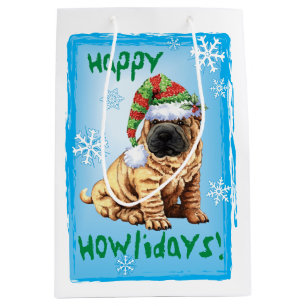 幸せなHowlidays Shar-Pei ミディアムペーパーバッグ