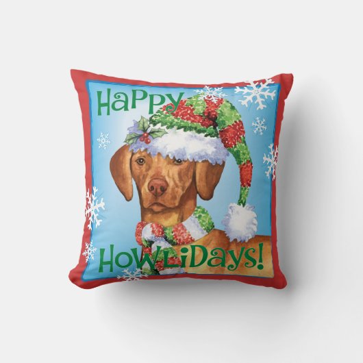 幸せなHowlidays Vizsla クッション (正面)