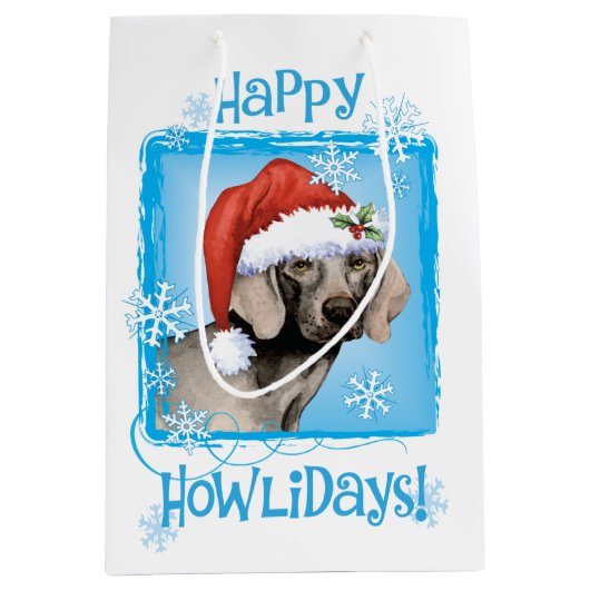 幸せなHowlidays Weimaraner ミディアムペーパーバッグ (正面)