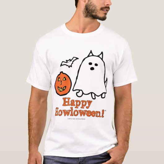 幸せなHowloween (幽霊) Tシャツ (正面)