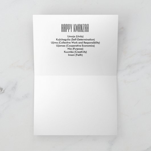 幸せなKwanzaa カード (内部)