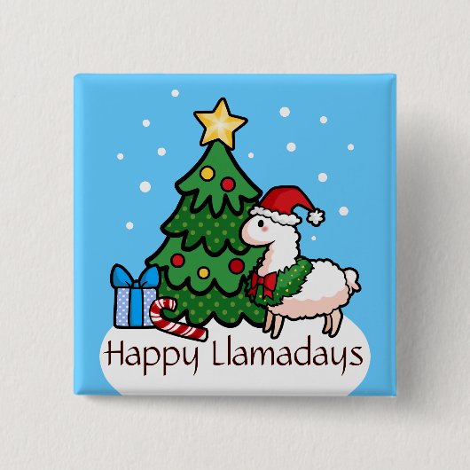 幸せなLlamadays 缶バッジ (正面)