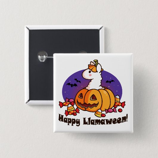 幸せなLlamaween 缶バッジ (正面&裏面)