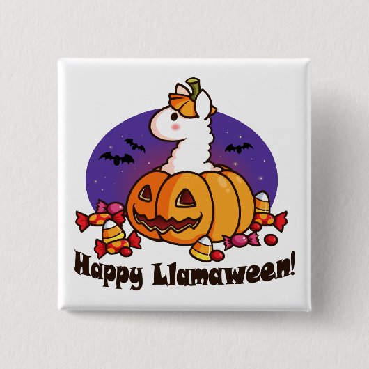 幸せなLlamaween 缶バッジ (正面)