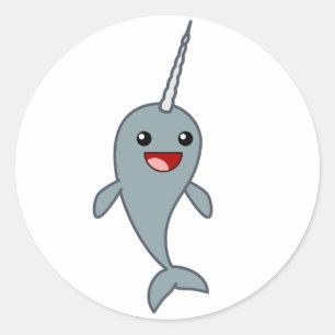 幸せなNarwhal ラウンドシール