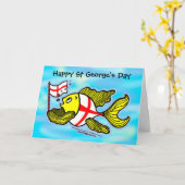 幸せなStゲオルゲス日のおもしろいの漫画の英国の旗の魚 カード (黄色い花)