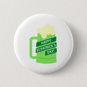 幸せなst patricksグリーンビール 缶バッジ