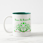 幸せなSt. Patricks日のマグ-ケルト族スクロール ツートーンマグカップ (左)