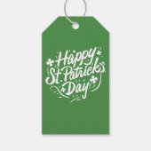 幸せなSt patricks dayのアイルランドの緑のシャムロックのカスタム ギフトタグ (正面)