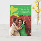幸せなSt patricks dayの幸運なシャムロックの緑の写真 カード (黄色い花)