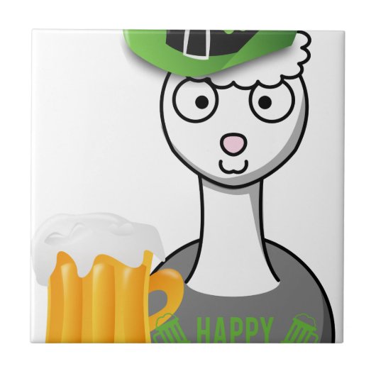 幸せなst patricks dayアルパカ タイル (正面)