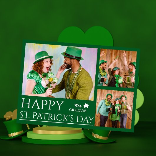 幸せなSt patricks dayシャムロックの家族の写真 シーズンカード