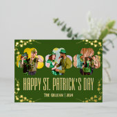幸せなSt patricks dayシャムロックの家族の写真 箔シーズンカード (立ち正面)
