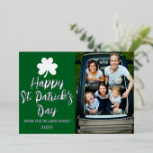 幸せなSt patricks dayシャムロックの家族の写真 箔シーズンカード (立ち正面)