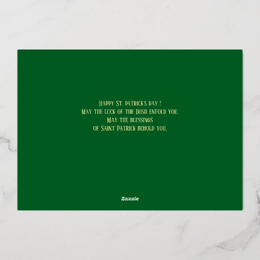 幸せなSt patricks dayシャムロックの家族の写真 箔シーズンカード (裏面)