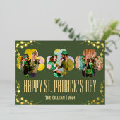 幸せなSt patricks dayシャムロックの家族の写真 箔シーズンカード (立ち正面)