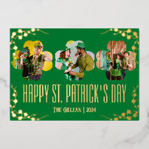 幸せなSt patricks dayシャムロックの家族の写真