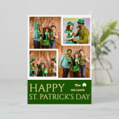 幸せなSt patricks dayシャムロックの家族の写真 箔シーズンカード (立ち正面)