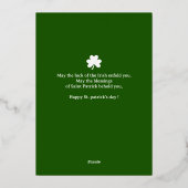 幸せなSt patricks dayシャムロックの家族の写真 箔シーズンカード (裏面)