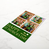 幸せなSt patricks dayシャムロックの家族の写真 箔シーズンカード (回転した状態)