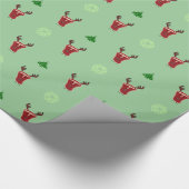 幸せなT骨のステーキのトナカイの赤い鼻のクリスマス ラッピングペーパー (角)