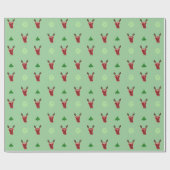 幸せなT骨のステーキのトナカイの赤い鼻のクリスマス ラッピングペーパー (フラット)