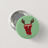 幸せなT骨のステーキのトナカイの赤い鼻のクリスマス 缶バッジ (正面&裏面)