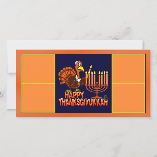 幸せなThanksgivukkahの写真カード シーズンカード (正面)