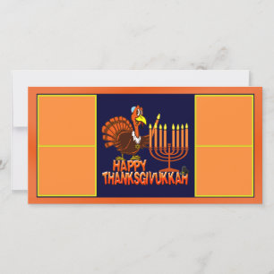 幸せなThanksgivukkahの写真カード シーズンカード