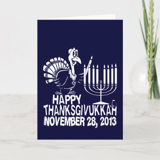 幸せなThanksgivukkahの挨拶状 シーズンカード (正面)