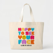 幸せにあなたの顔パーソナライズされた先生 ラージトートバッグ (正面)