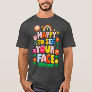 幸せにあなたの顔先生ヴィンテージの花をバック Tシャツ