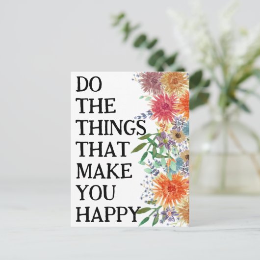 幸せにしてくれることをするやる気を起こさせる ポストカード (スタンド正面)