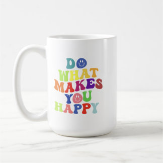 幸せにしてくれることをする – カラフルレトロPositivit コーヒーマグカップ