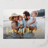 幸せにすべての日おもしろいかわいい1枚の写真 箔シーズンカード (正面)