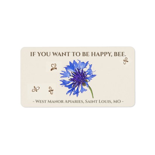 幸せになるには、ミツバチの養蜂場の蜂蜜ラベル ラベル (正面)