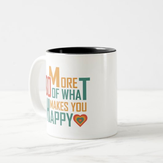 幸せになるものをもっと多く実行 ツートーンマグカップ (正面左)