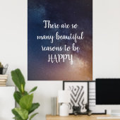 幸せになる美しい理由 – ナイトスカイ引用文 ポスター (ホームオフィス)