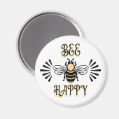 幸せになる |ヴィンテージ色ハニービー マグネット (正面/裏面)