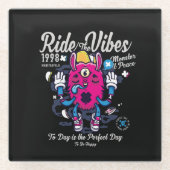 幸せになれる完璧な日 おもしろいMonster at peace ガラスコースター (正面)