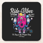 幸せになれる完璧な日 おもしろいMonster at peace スクエアペーパーコースター (正面)