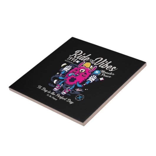 幸せになれる完璧な日 おもしろいMonster at peace タイル (側面)