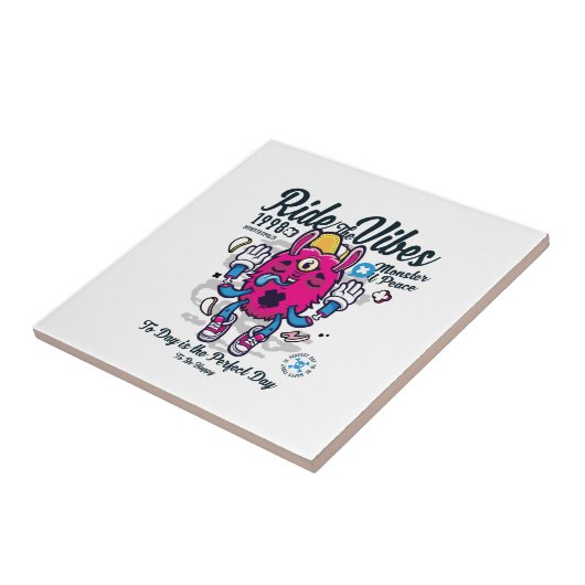 幸せになれる完璧な日 おもしろいMonster at peace タイル (側面)