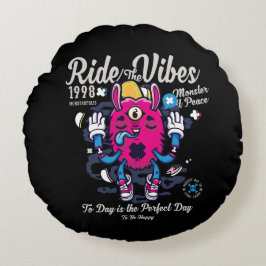幸せになれる完璧な日 おもしろいMonster at peace ラウンドクッション