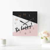 幸せになれ スクエア壁時計 (ホーム)