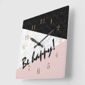 幸せになれ スクエア壁時計 (傾斜)