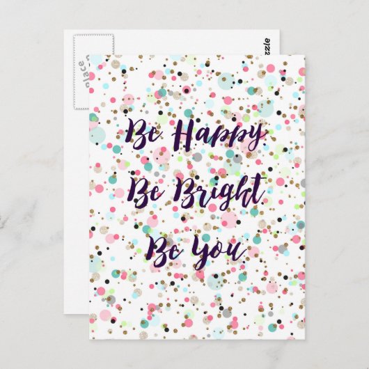 「幸せになれ。明るくせよ。Be You」引用文かわいらし点 ポストカード (正面/裏面)